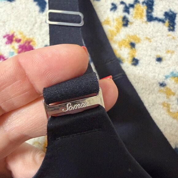 Soma Vanishing Back Full Coverage Front Close T Shirt Bra Womens Size 38C Black - Picture 3 of 8